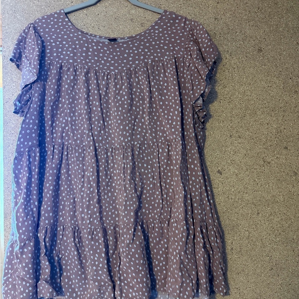 Ruffle Sleeve Peplum Blouse Size 4XL